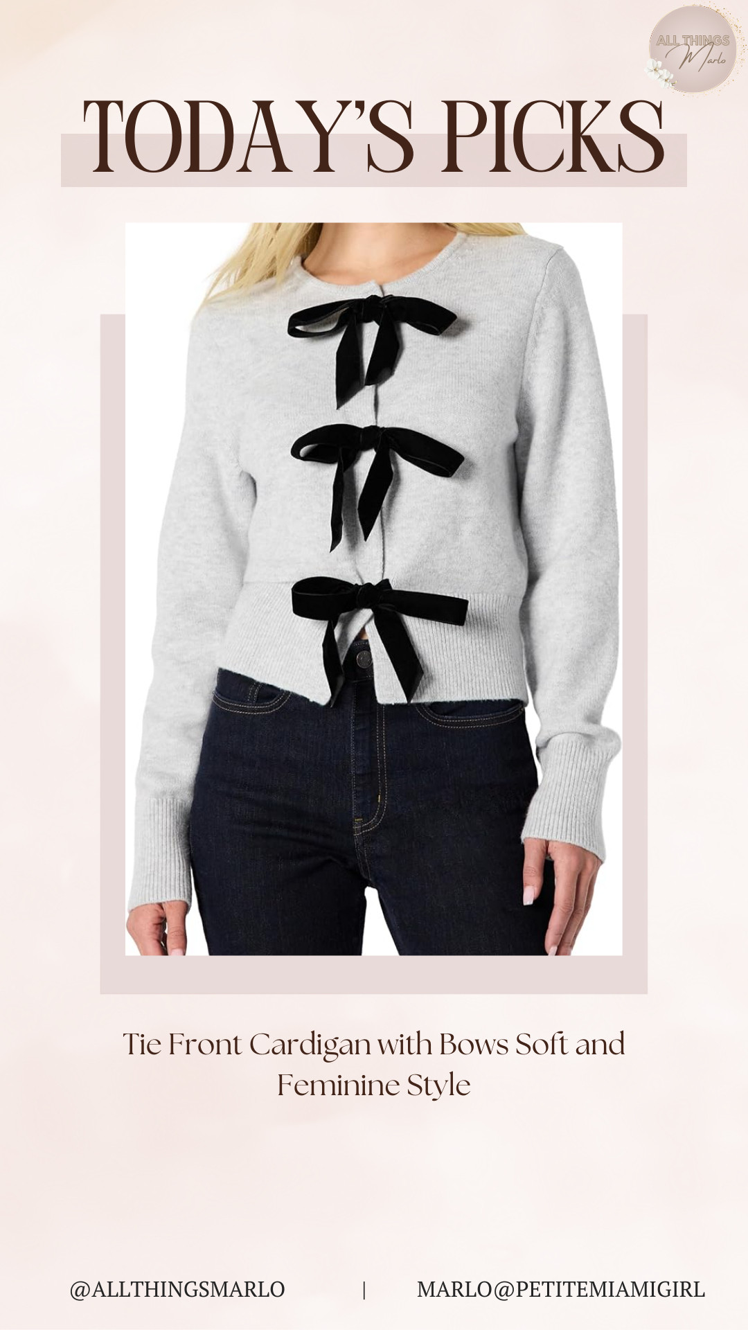 Tie Front Cardigan with Bows Soft and Feminine Style 

 #LTKSeasonal #LTKWorkwear #LTKTravel