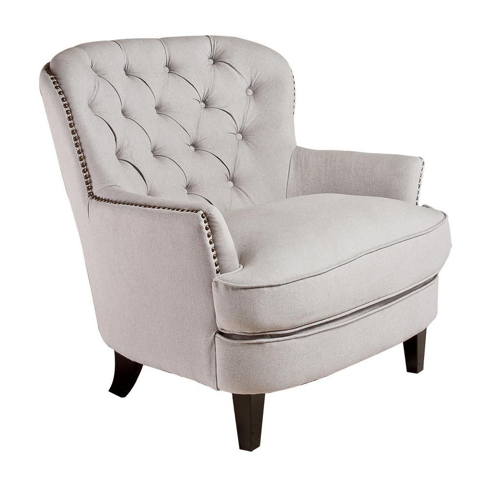 Noble House Tafton Natural Fabric Tufted Club Chair | The Home Depot