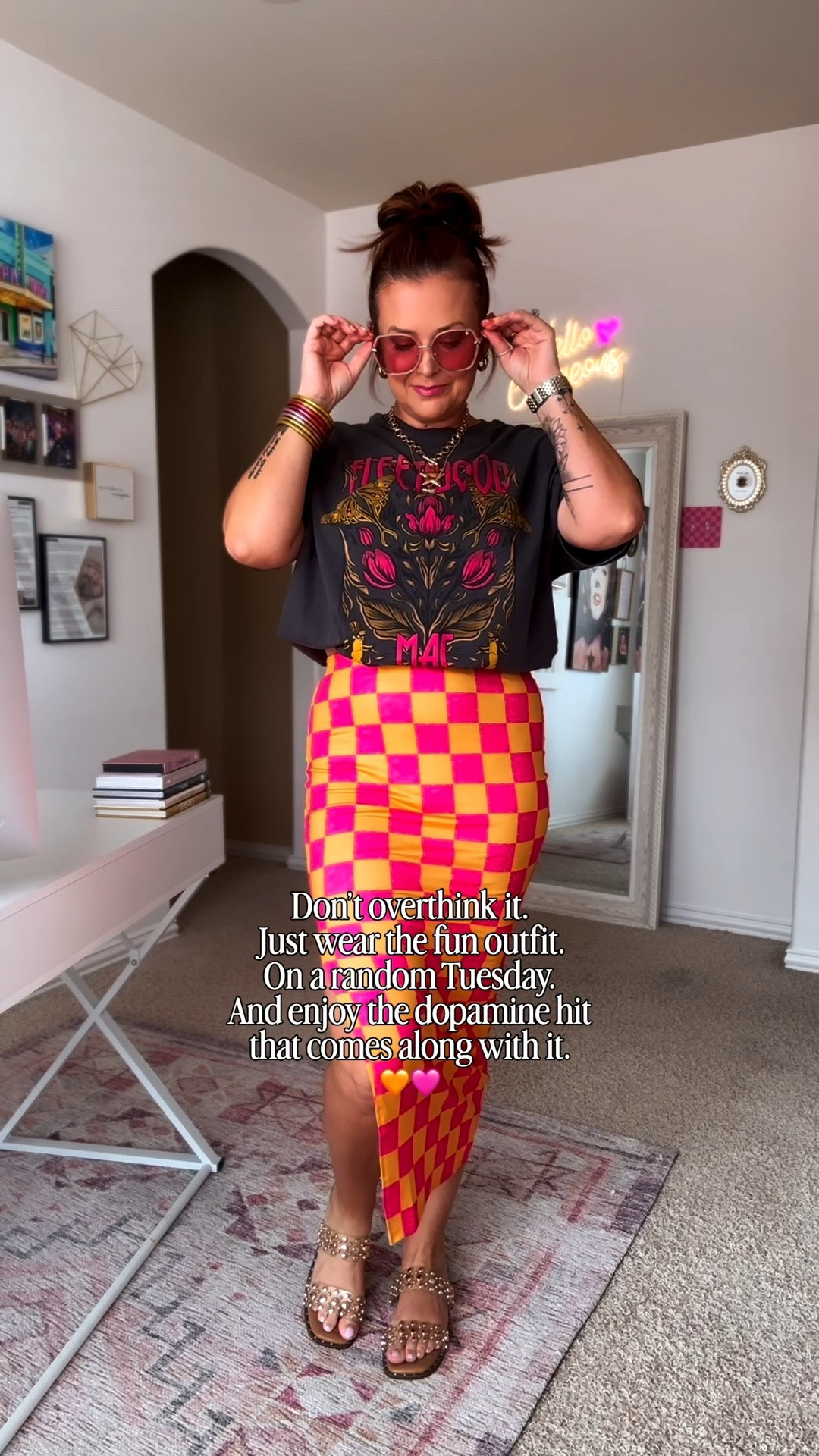 Linked similar graphic tees & sunnies to help recreate the look 🧡🩷

#LTKootd #LTKOver40