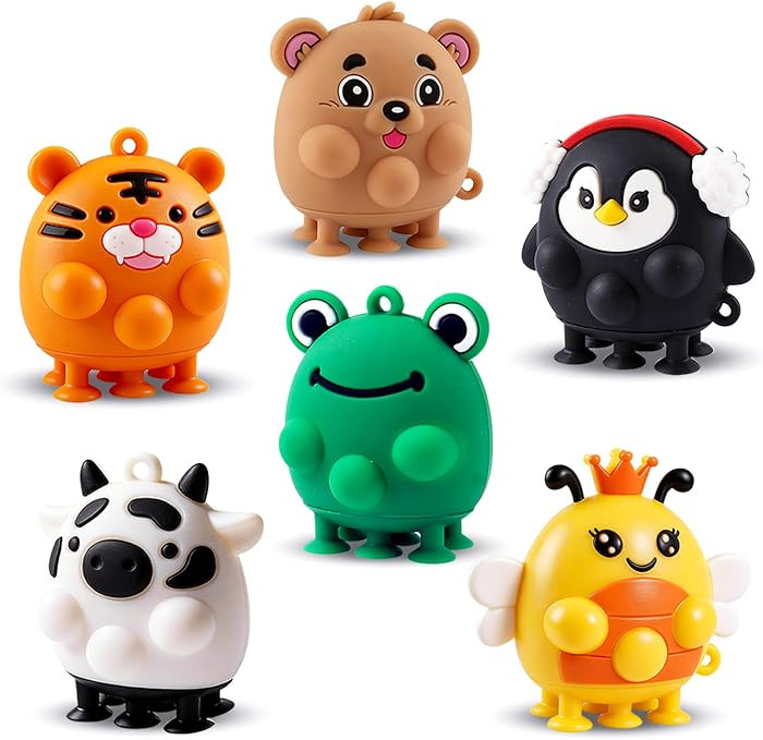 6 PCS Animal Suction Popper Sensory Toys, Toddler Travel Toys for Airplane Car Activities, Silico... | Amazon (US)