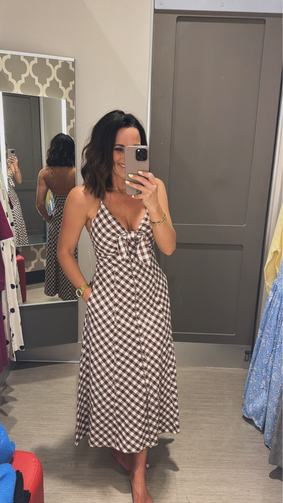 love this gingham dress🤎 wearing a XS!

gingham dress outfit, brown maxi dress, summer outfit idea, casual dress style, lightweight dress, flattering fit, everyday outfit
#ltkstyle #summeroutfit #affordablefinds #outfitinspo #casualstyle #everydaywear
