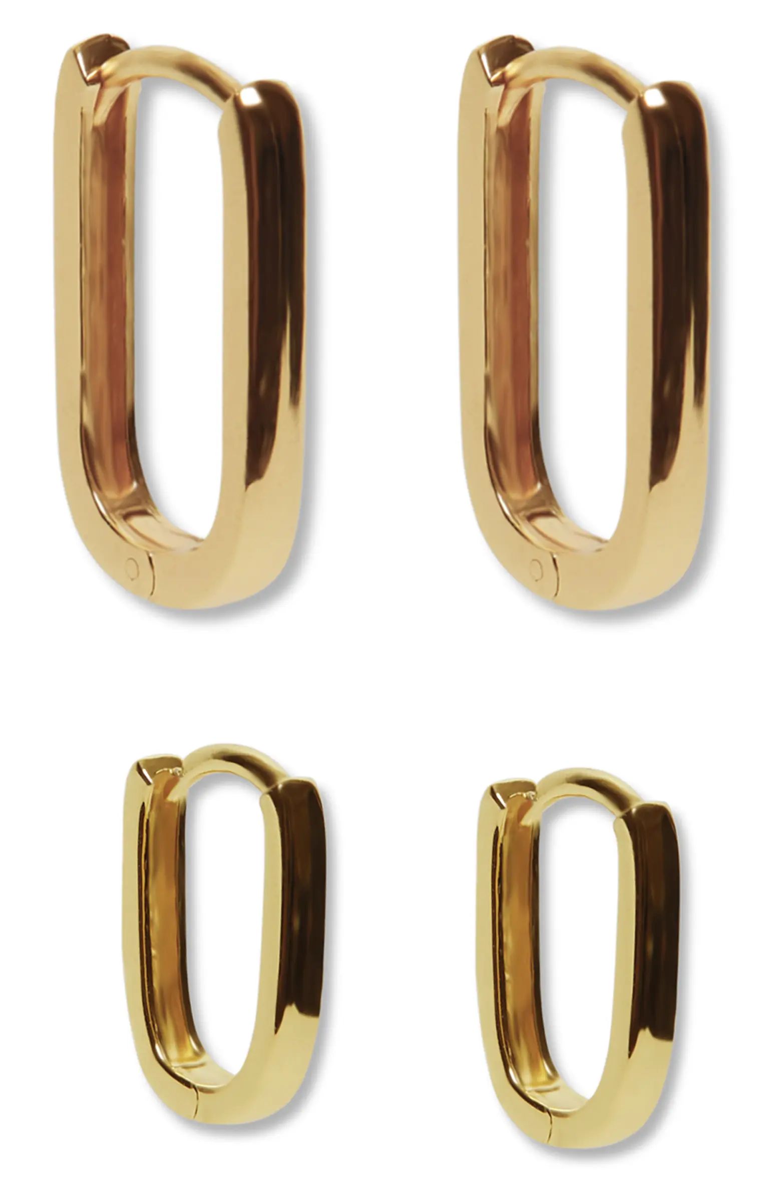 Set of Two Oblong Hoop Earrings | Nordstrom