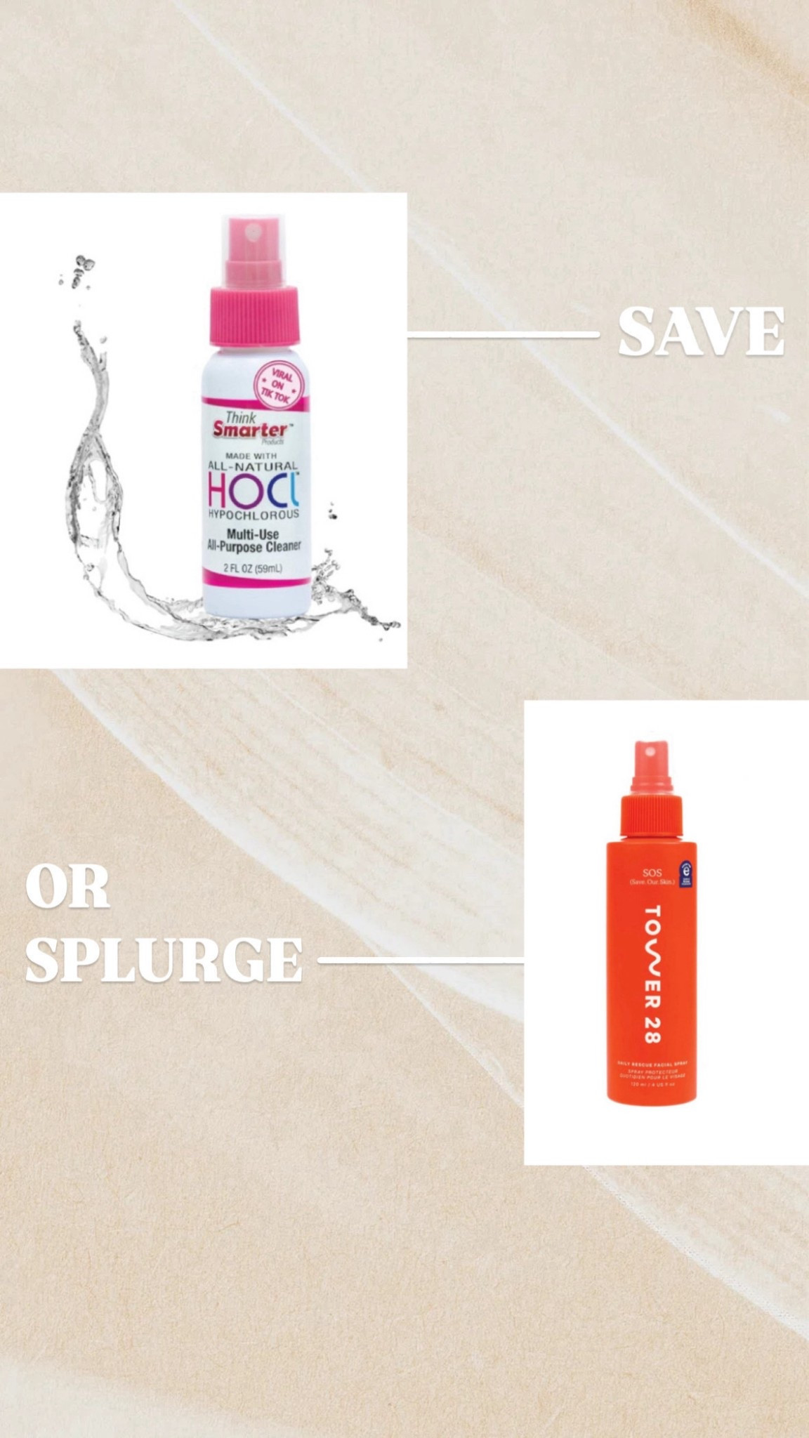 Save or splurge hypochlorous acid spray. Think smarter on Amazon or Tower 28 

#LTKActive #LTKBeauty #LTKFindsUnder50