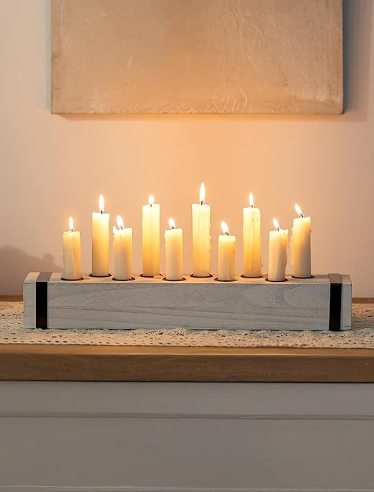 NUPTIO Candelabra Candle Holders Wood: Farmhouse Candlestick Holder for Fireplace Table Centerpie... | Amazon (US)