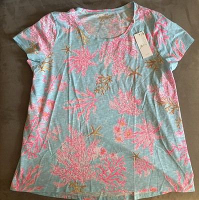 NWT LILLY PULITZER MULTI ROYAL CORAL SCOOP- NECK ETTA TOP XXL | eBay US