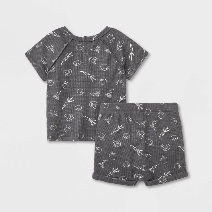 Grayson Collective Baby Veggies Thermal Top & Shorts Set - Gray | Target