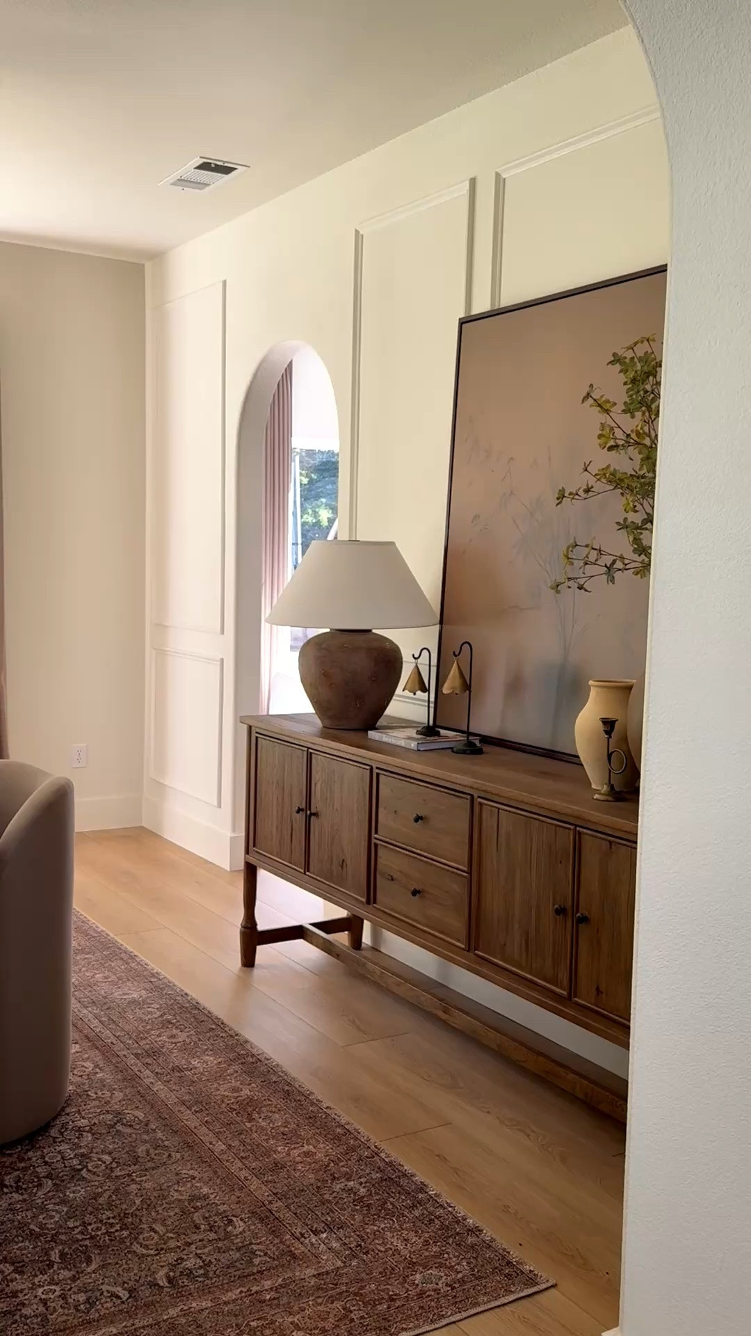 Dining room 🤎

Organic modern decor and timeless pieces. 
Curtains: Two Pages Liz Linen curtains color Taupe Gray. 
Use code PAULABHOME for 22% off your Two Pages order. 
Wall color: BM White Down
Flooring: Provenza LVP Moda Living color Roqd Trip.

#LTKHome #LTKU