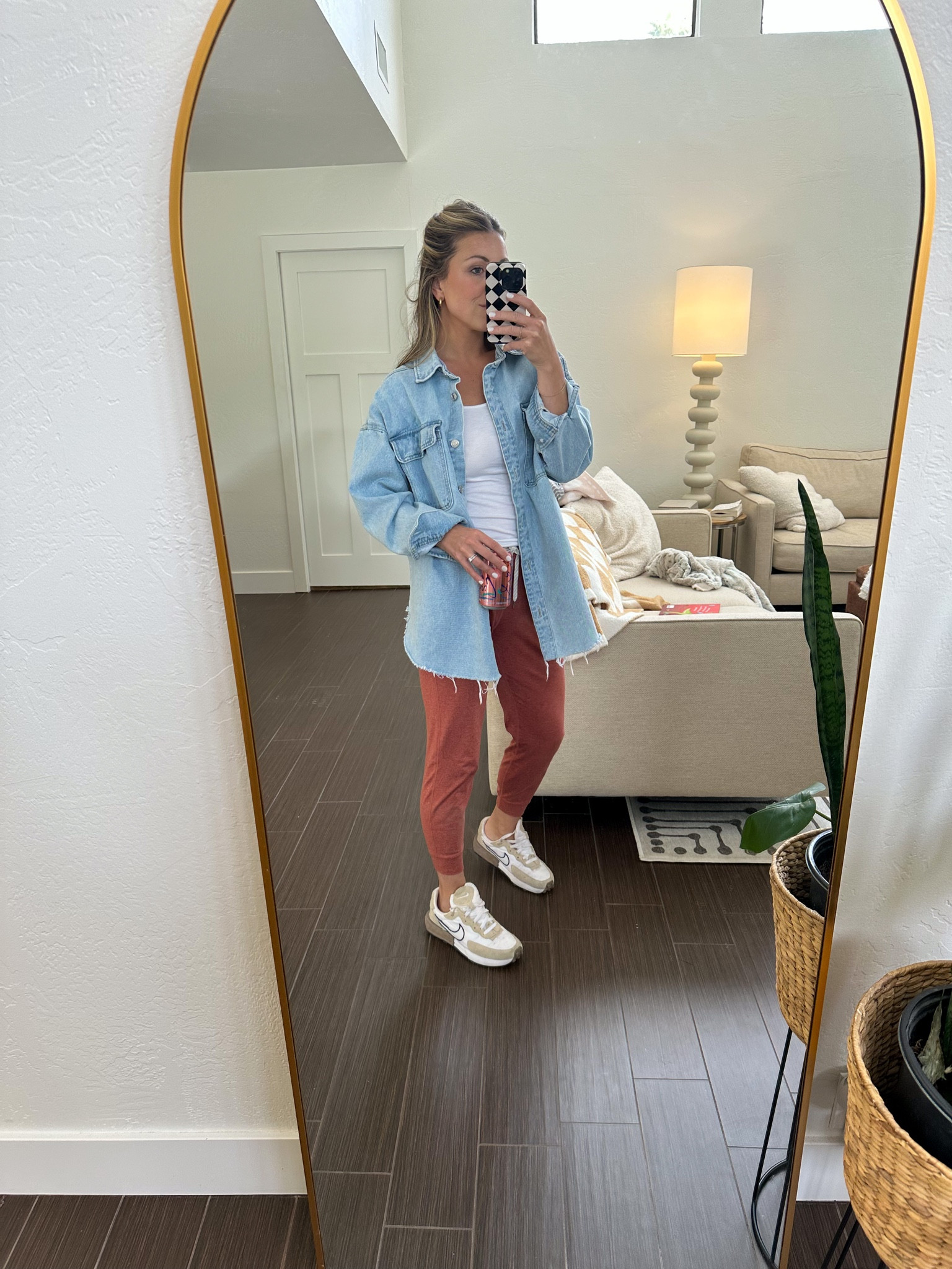 Work from home attire. These joggers are like butter and fit TTS I’m wearing a small. Shacket is a small. #loungewear #workfromhome #sahm #athlesiure #vuori #target #nike

#LTKSeasonal #LTKSale