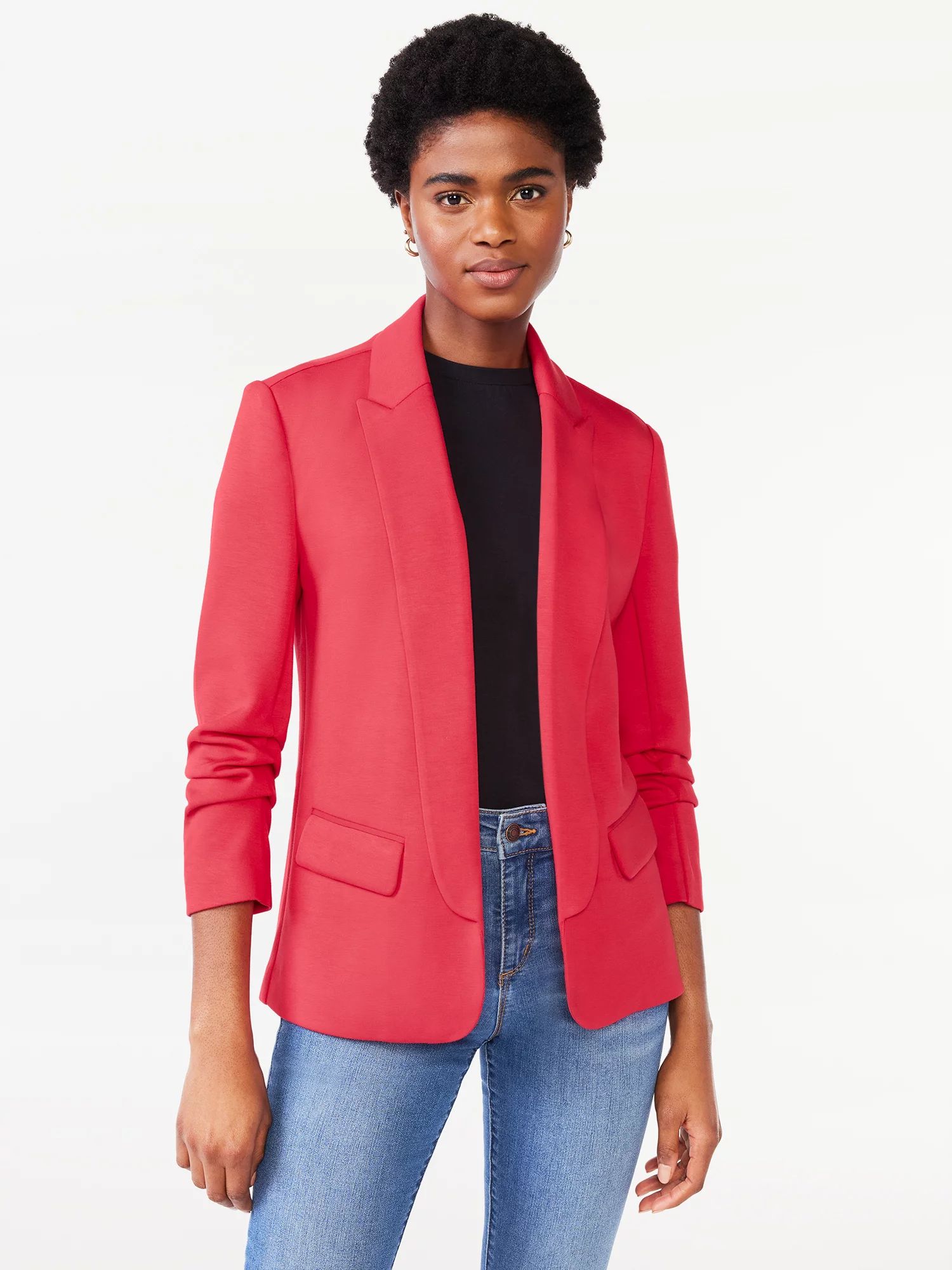 Scoop Women‘s Scuba Blazer with Scrunch Sleeves  Sizes XS-XXXL | Walmart (US)