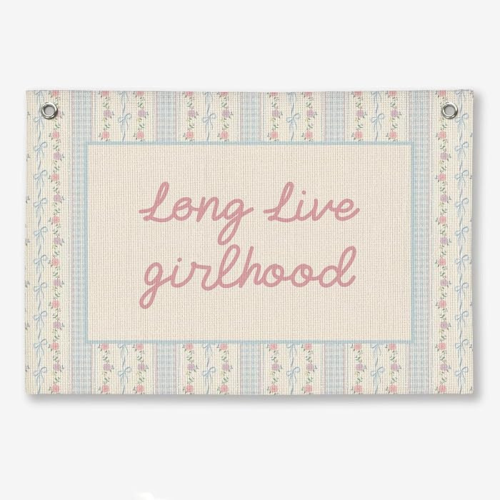 Playroom Wall Decor, Girls Toddler Nursery Linen Banner, Girlhood Playroom Wall Decor for Nursery... | Amazon (US)