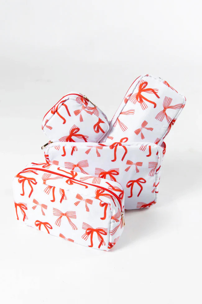 Red Bows 4 Piece Cosmetic Bags Set DOORBUSTER | Pink Lily