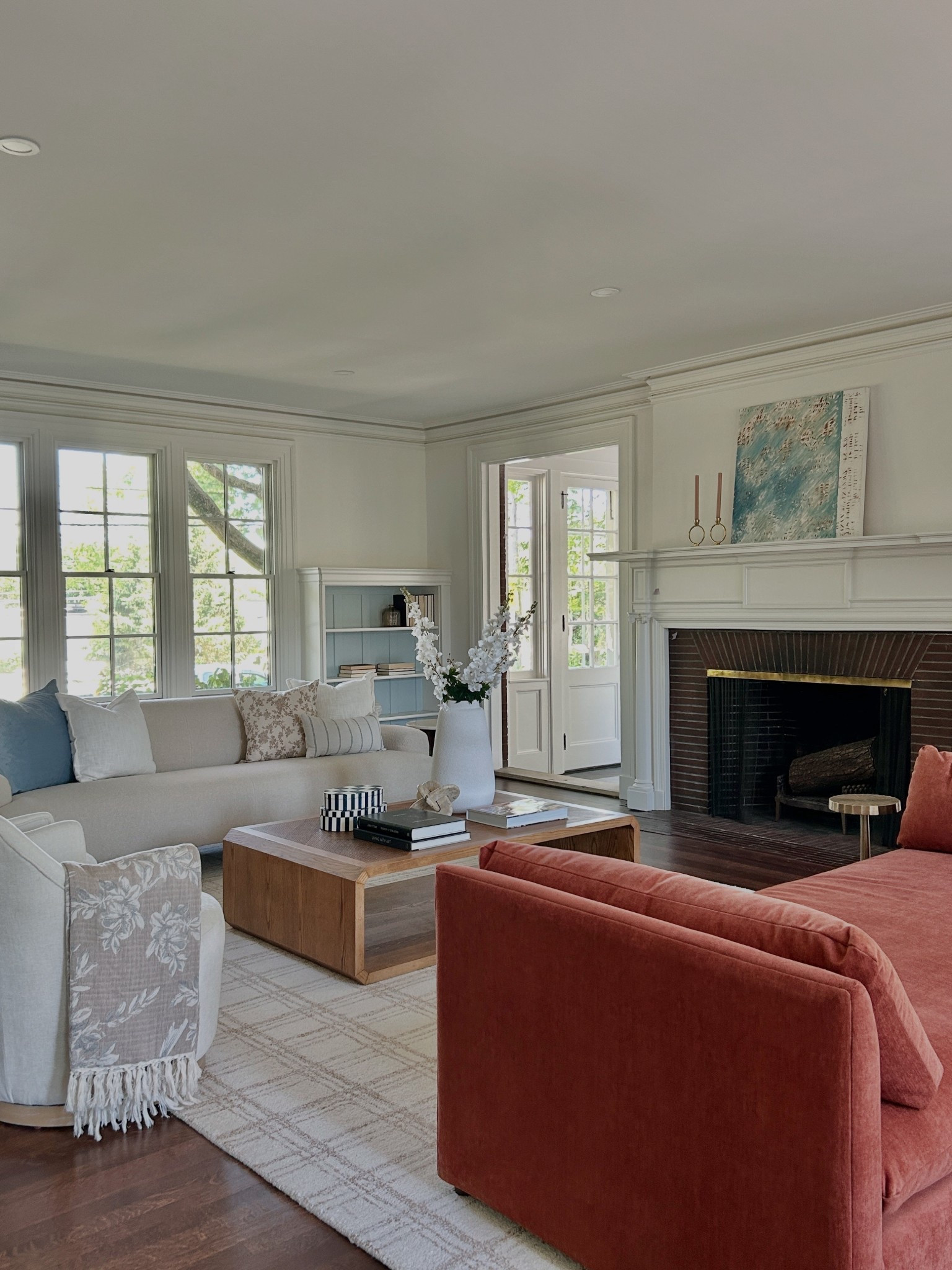 Elegant inviting living room with rust, blue and creams.

#creamsofa #livingroom

#LTKHome