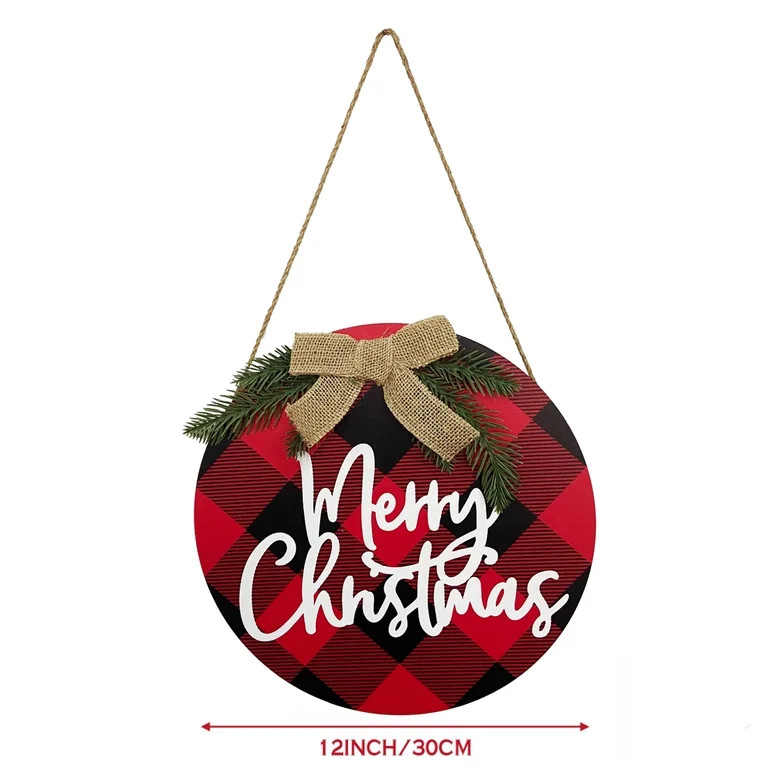 Christmas Door Decor Wreath Christmas Hanging Sign Rustic Wooden Holiday Decor for Christmas Home... | Walmart (US)