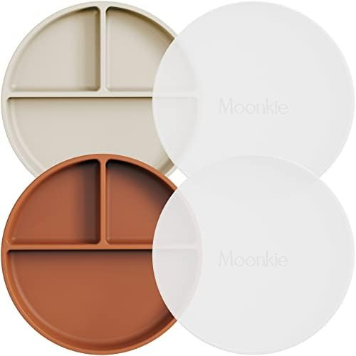 Moonkie Suction Plates for Babies & Toddlers | BPA-Free Silicone Divided Plates with Lid | Microw... | Amazon (US)