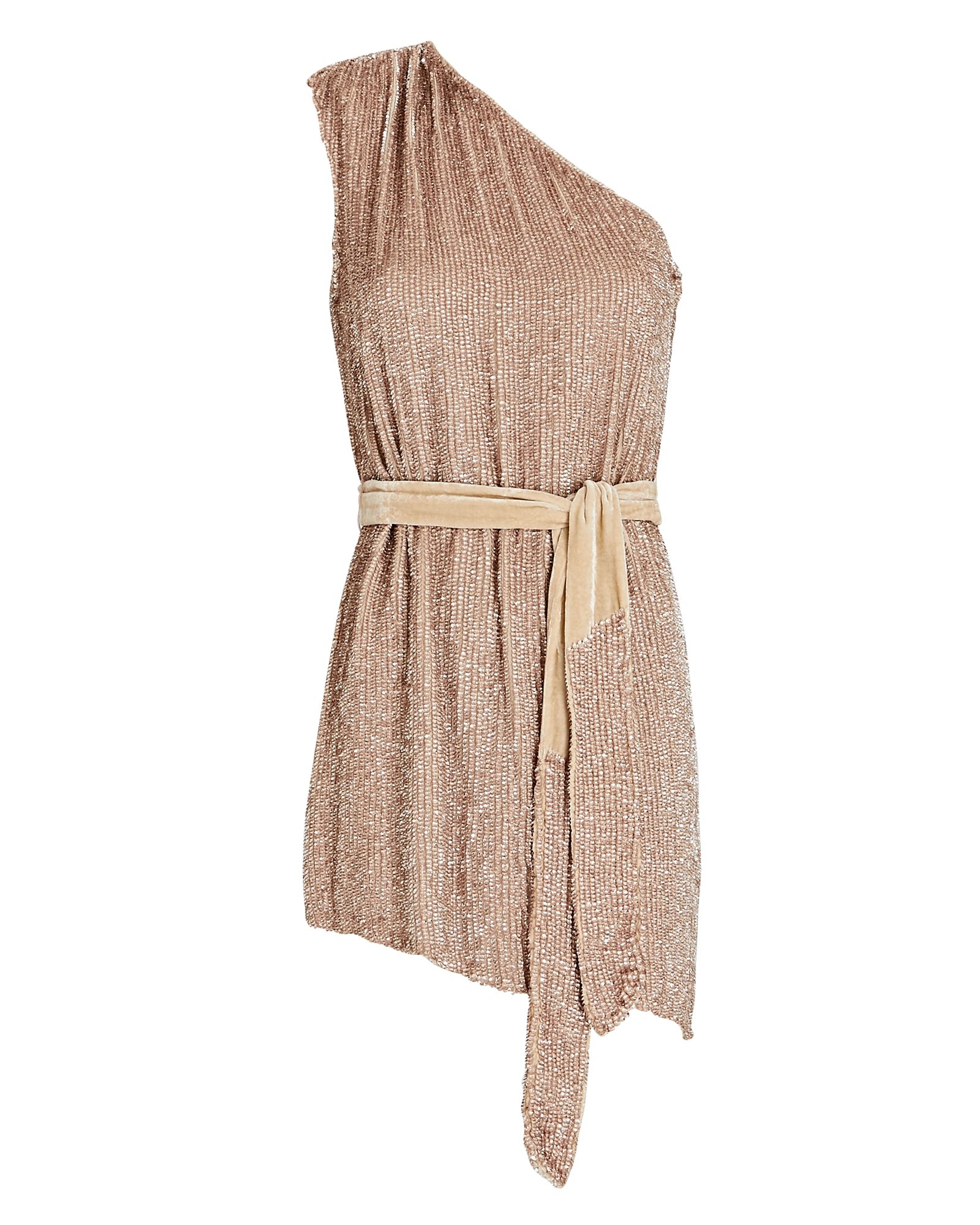 Retrofête Ella One-Shoulder Sequin Dress, Rose Gold P | INTERMIX