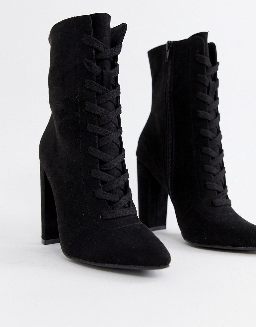 ASOS DESIGN Elicia lace up heeled boots - Black | ASOS US