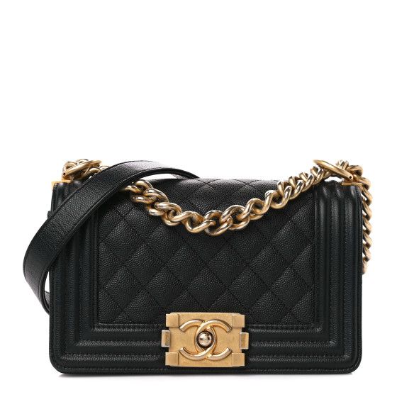Chanel: All/Bags/Shoulder Bags/CHANEL Caviar Quilted Small Boy Flap Black | FASHIONPHILE (US)