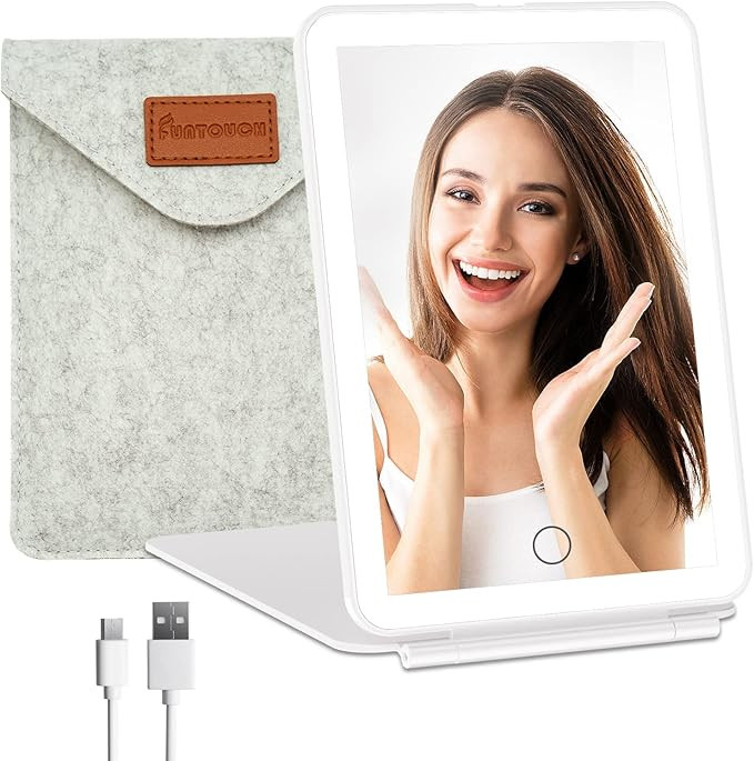 FUNTOUCH Rechargeable Travel Makeup Vanity Mirror with 72 LED Lights, Portable Lighted Beauty Mir... | Amazon (US)