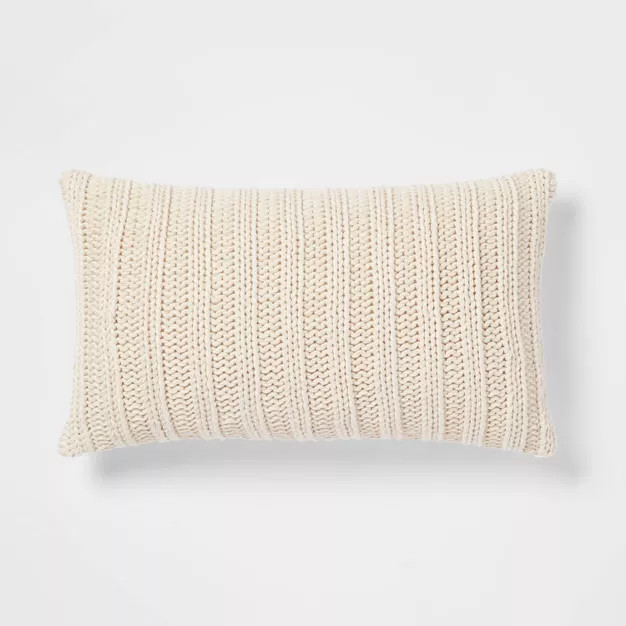 Oversized Chunky Rib Knit with Linen Reverse Throw Pillow - Threshold™ | Target