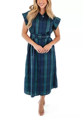 Women's Harlan Belted Button Up Midi Dress | Belk