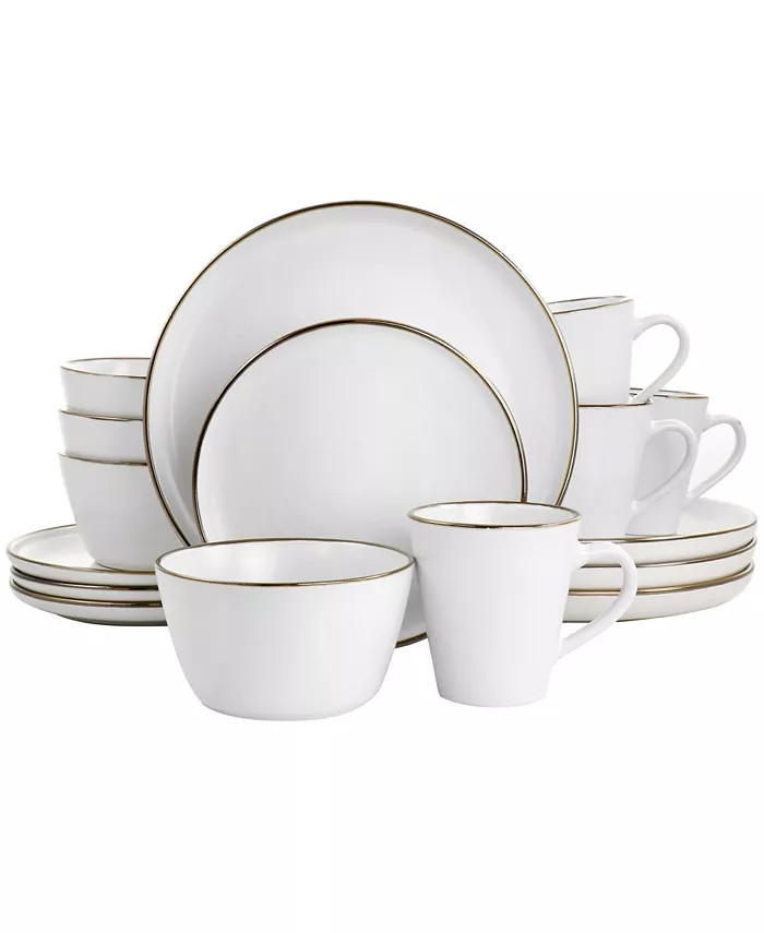 Elama Alejandro 16 Piece Stoneware Dinnerware Set, Service for 4 - Macy's | Macy's