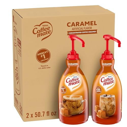 Nestle Coffee mate Coffee Creamer, Caramel, Liquid Concentrate Pump Bottle, Non Dairy, No Refrigeration, 50.7 fl oz (Pack of 2) | Amazon (US)