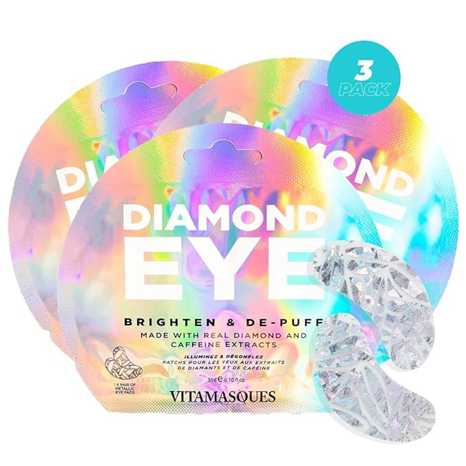 Vitamasques Diamond Eye Pads 3-Pack - Soothing and Rejuvenating Eye Patches Korean Skin Care Redu... | Amazon (US)