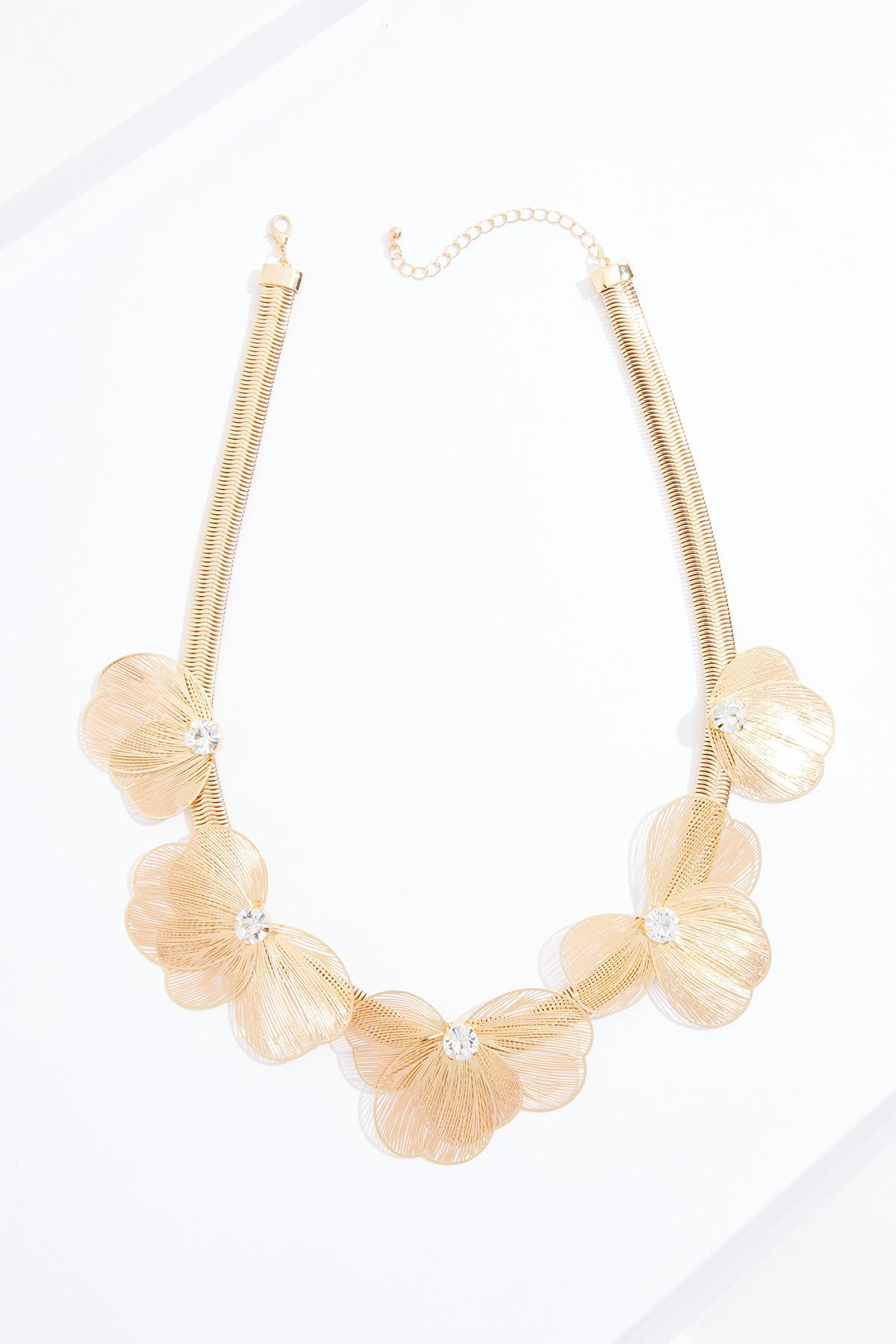 Laser Cut Gold Flower Statement Necklace | Cato Fashions
