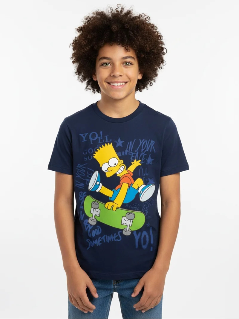 The Simpsons Boys' Graphic Tee with Short Sleeves, Kick Flip Swag, Sizes 4-18 | Walmart (US)
