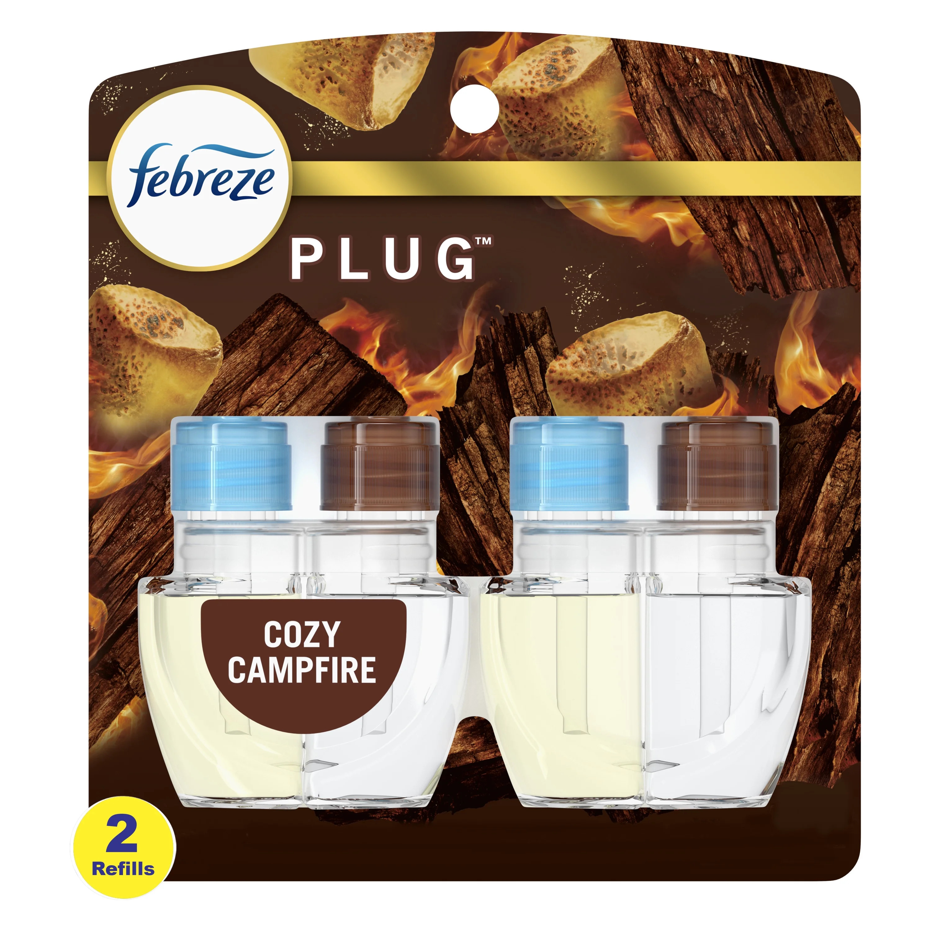 Febreze PLUG Air Freshener Cozy Campfire, .87 oz Oil Refill, 2 Count | Walmart (US)