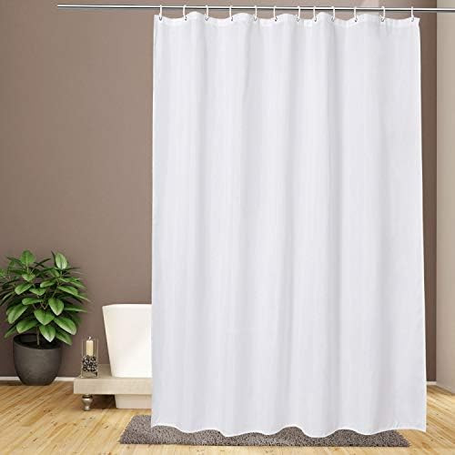 EurCross Shower Curtain Liner 72 x 80 inches Long, Water-Repellent Weighted Bottom Solid White Fa... | Amazon (US)