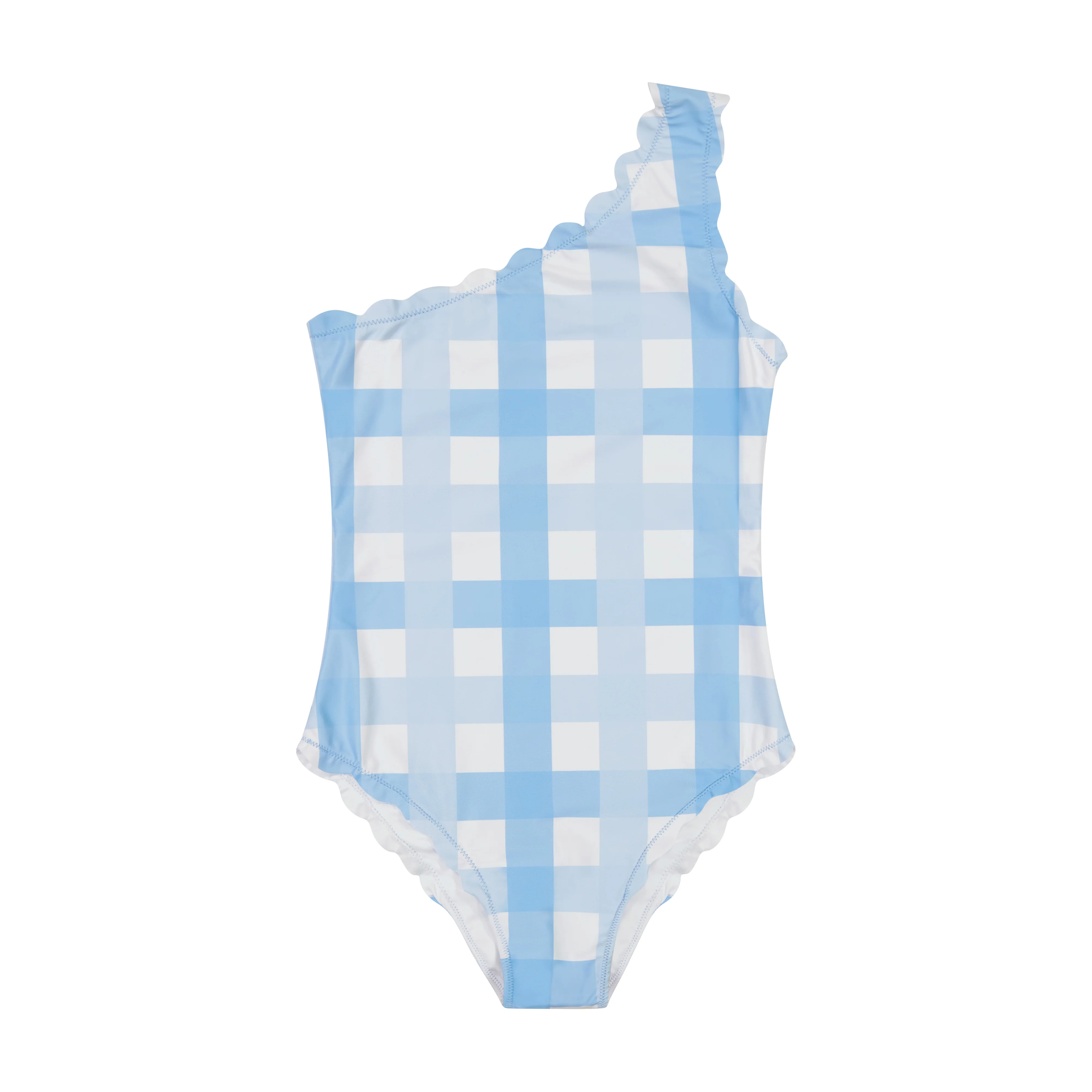 Women's Ice Water Gingham Scalloped One-Shoulder | Petit Peony