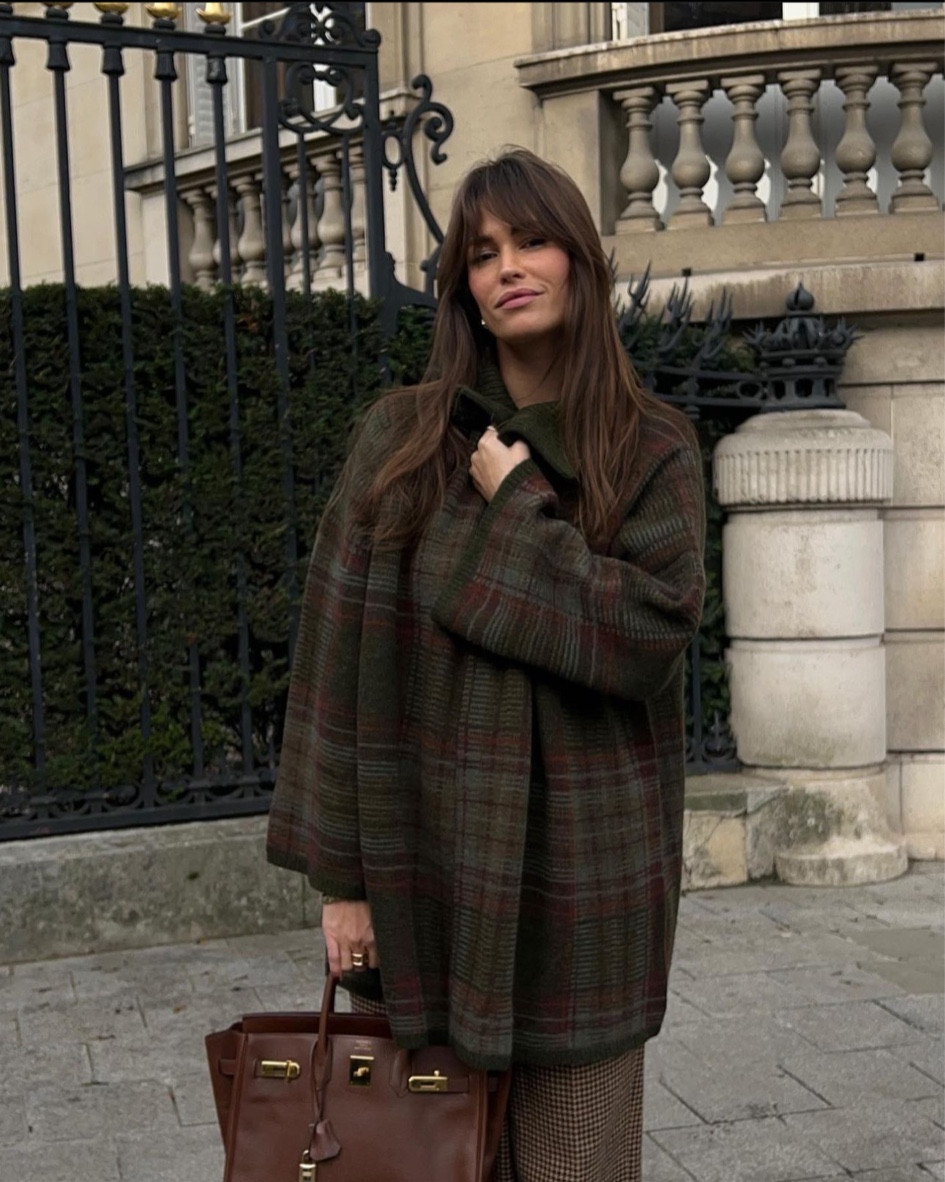 Gilet long façon poncho en laine mélangée, gilet en laine Ralph Lauren, poncho à carreaux 

#LTKSeasonal