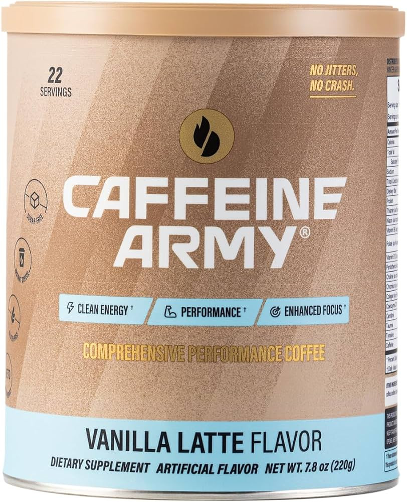 CAFFEINE ARMY Vanilla Latte | Functional Coffee with Collagen Peptides, MCTs, CoQ10 and Adaptogen... | Amazon (US)