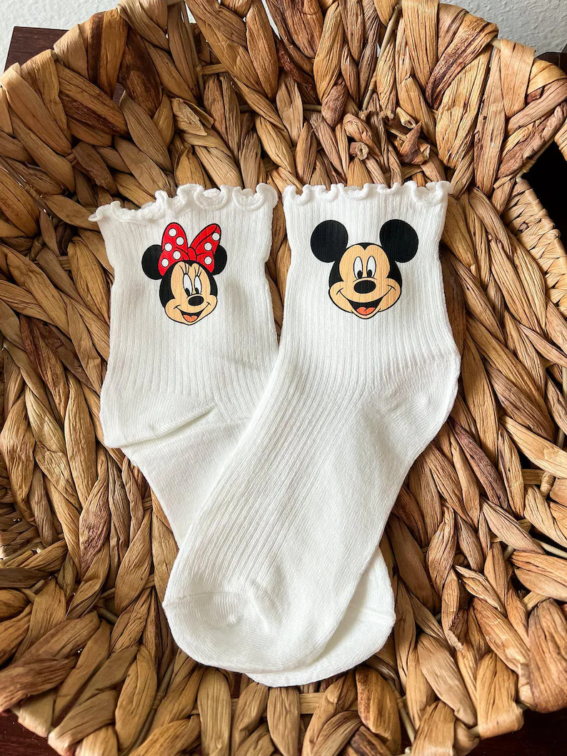 Mickey Minnie Mouse Ruffle Socks | Character Theme Park Apparel | Etsy (Global)