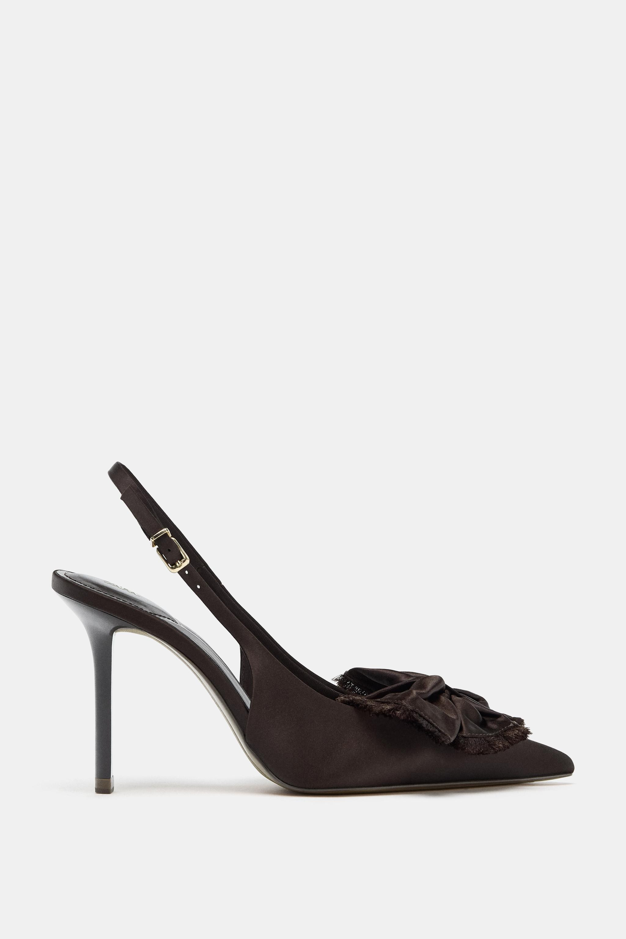 SATIN-FINISH SLINGBACK SHOES WITH BOW | Zara UK
