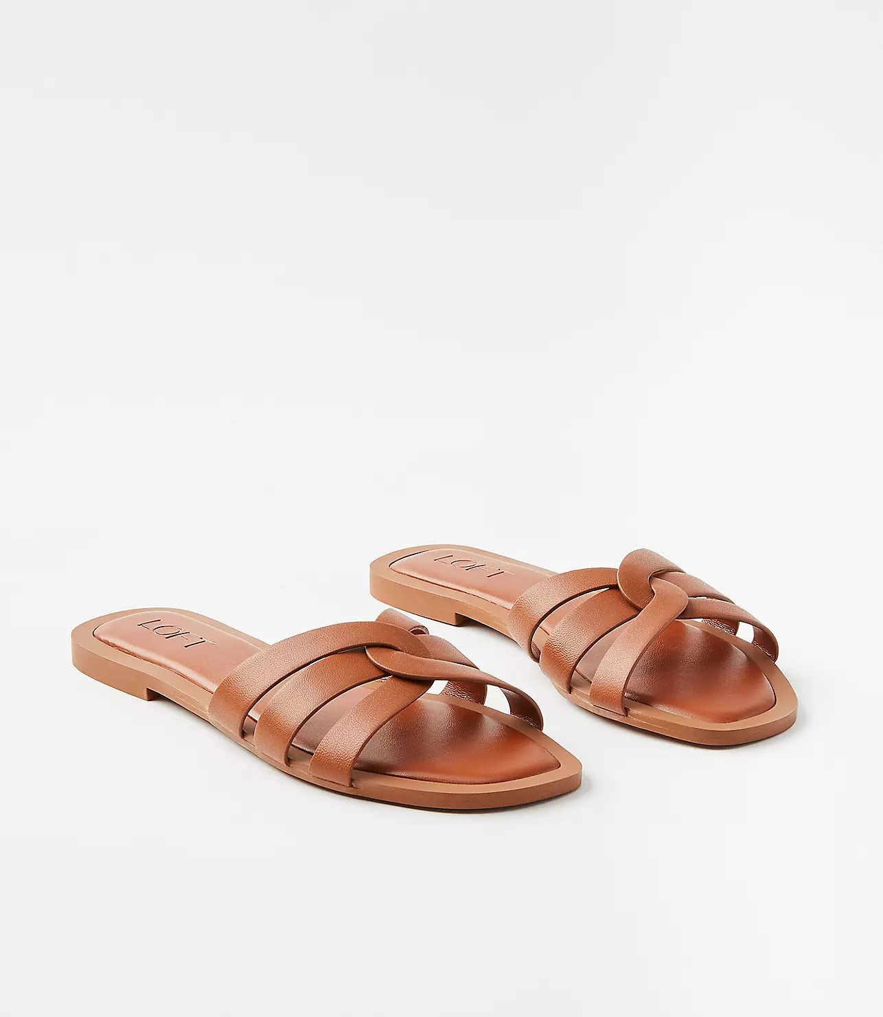 Strappy Leather Slide Sandals | LOFT