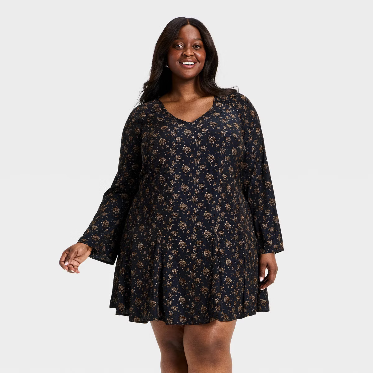 Women's Bell Long Sleeve Godet Mini A-Line Dress - Universal Thread™ | Target