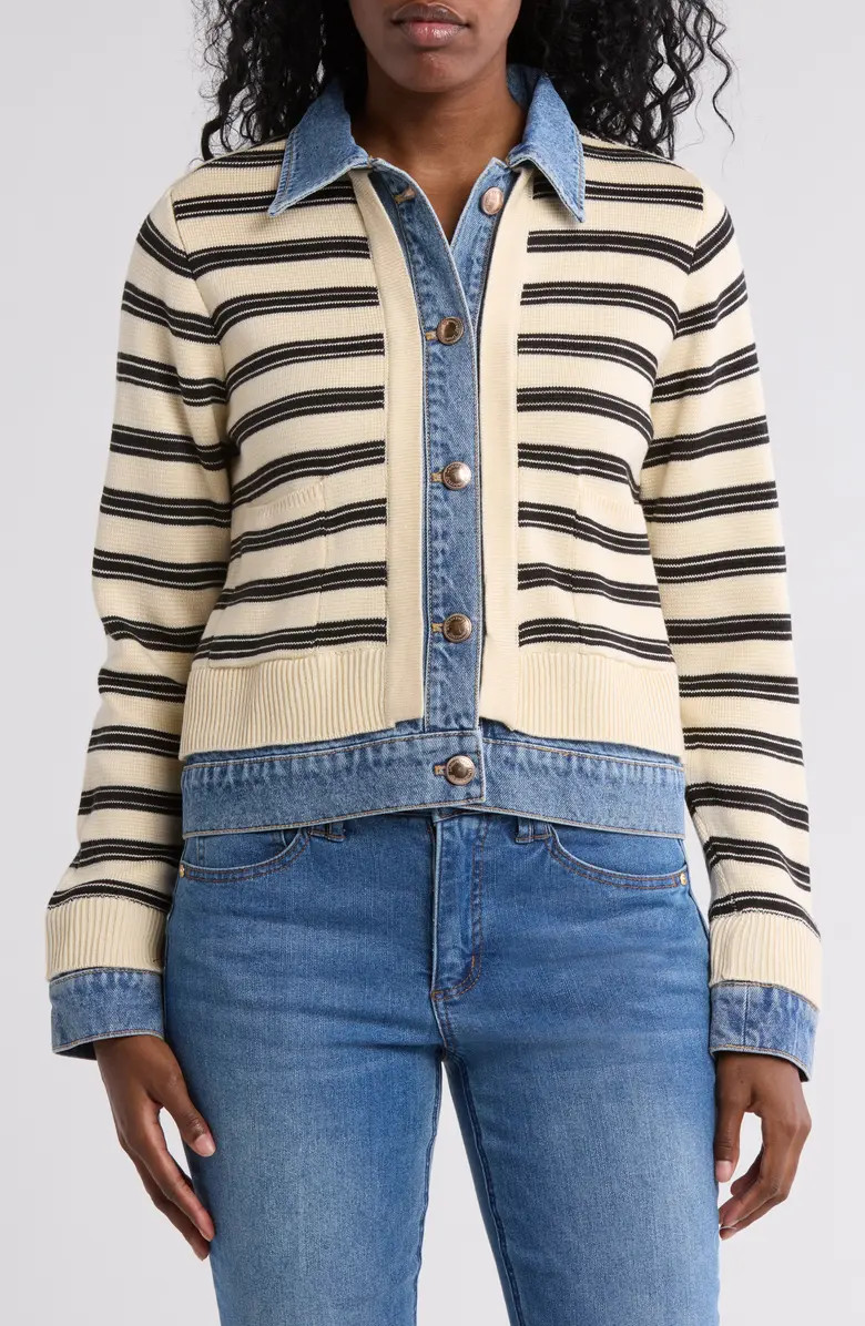 Democracy Stripe Mixed Media Jacket | Nordstromrack | Nordstrom Rack