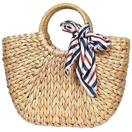 Straw Bags for Women Hand-woven Straw Large Bag Handle Ring Tote Retro Summer Beach Rattan bag | Walmart (US)
