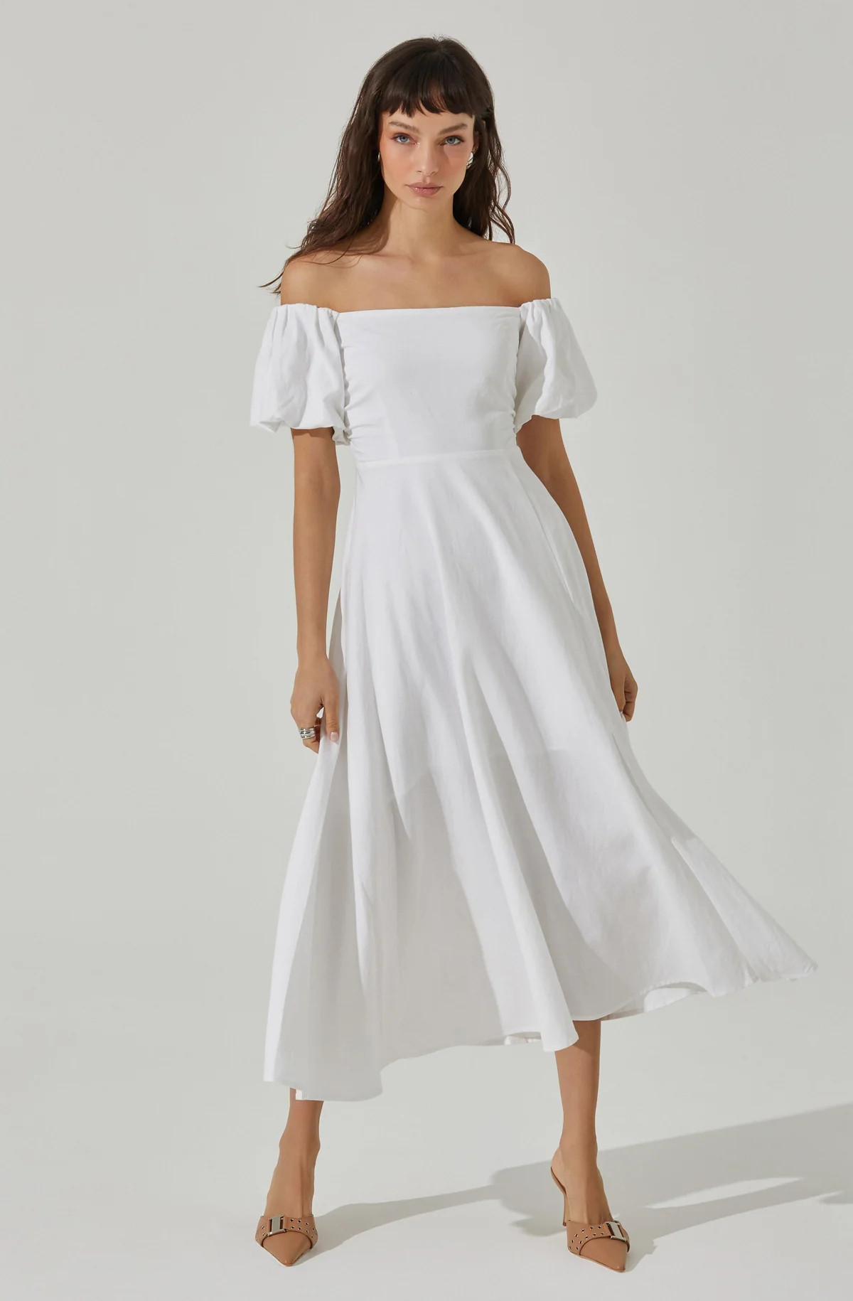 Off Shoulder Puff Sleeve Midi Dress | ASTR The Label (US)