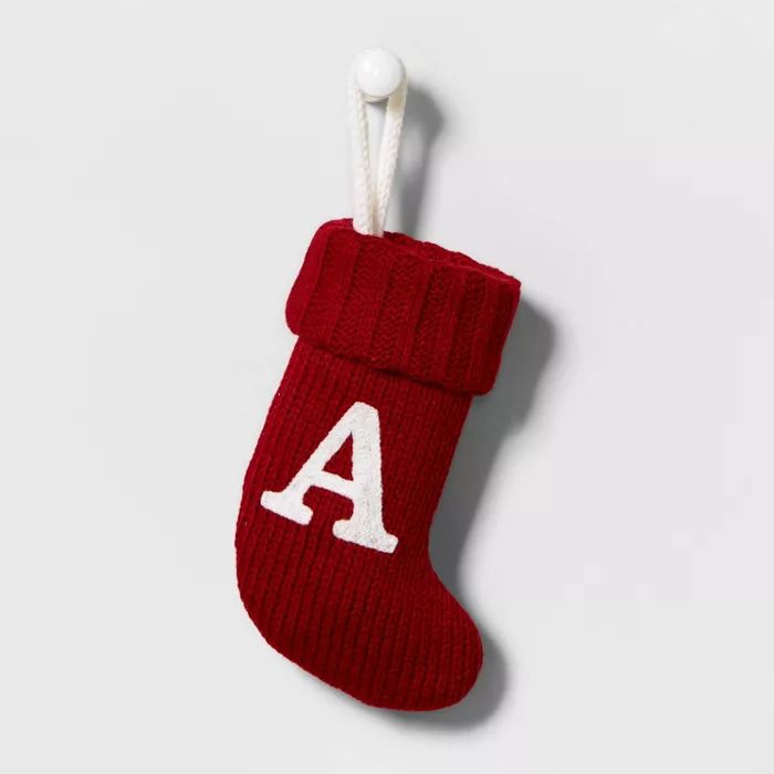 Mini Knit Monogram Christmas Stocking Red - Wondershop™ | Target