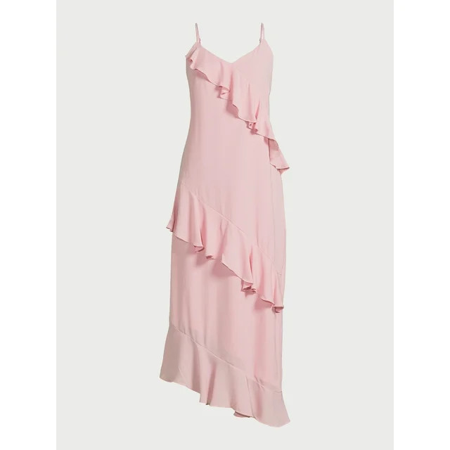 Scoop Women’s Ruffle Slip Bias Cut Dress, Sizes XS-XXL | Walmart (US)