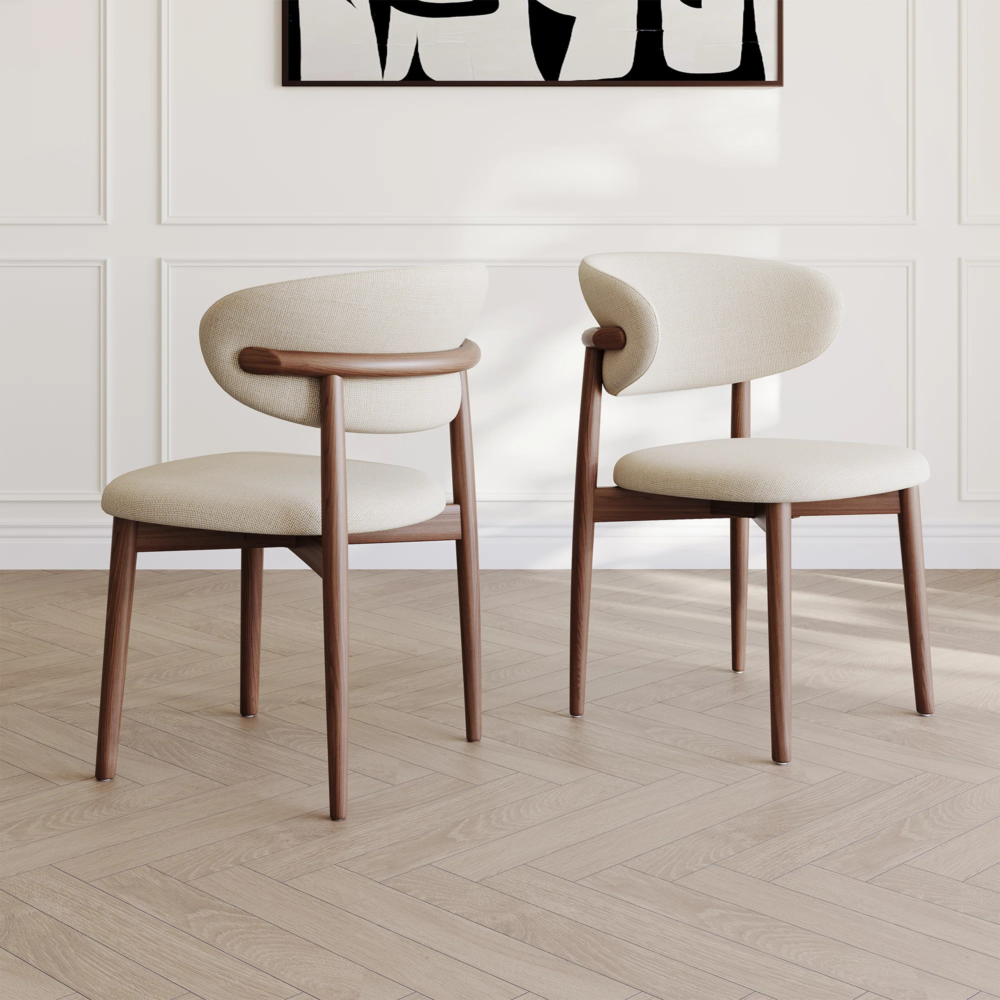 Upholstered Dining Chairs Side Chairs Solid Wood,Arched - Back Dining Chairs (Set of 2) | Wayfair North America