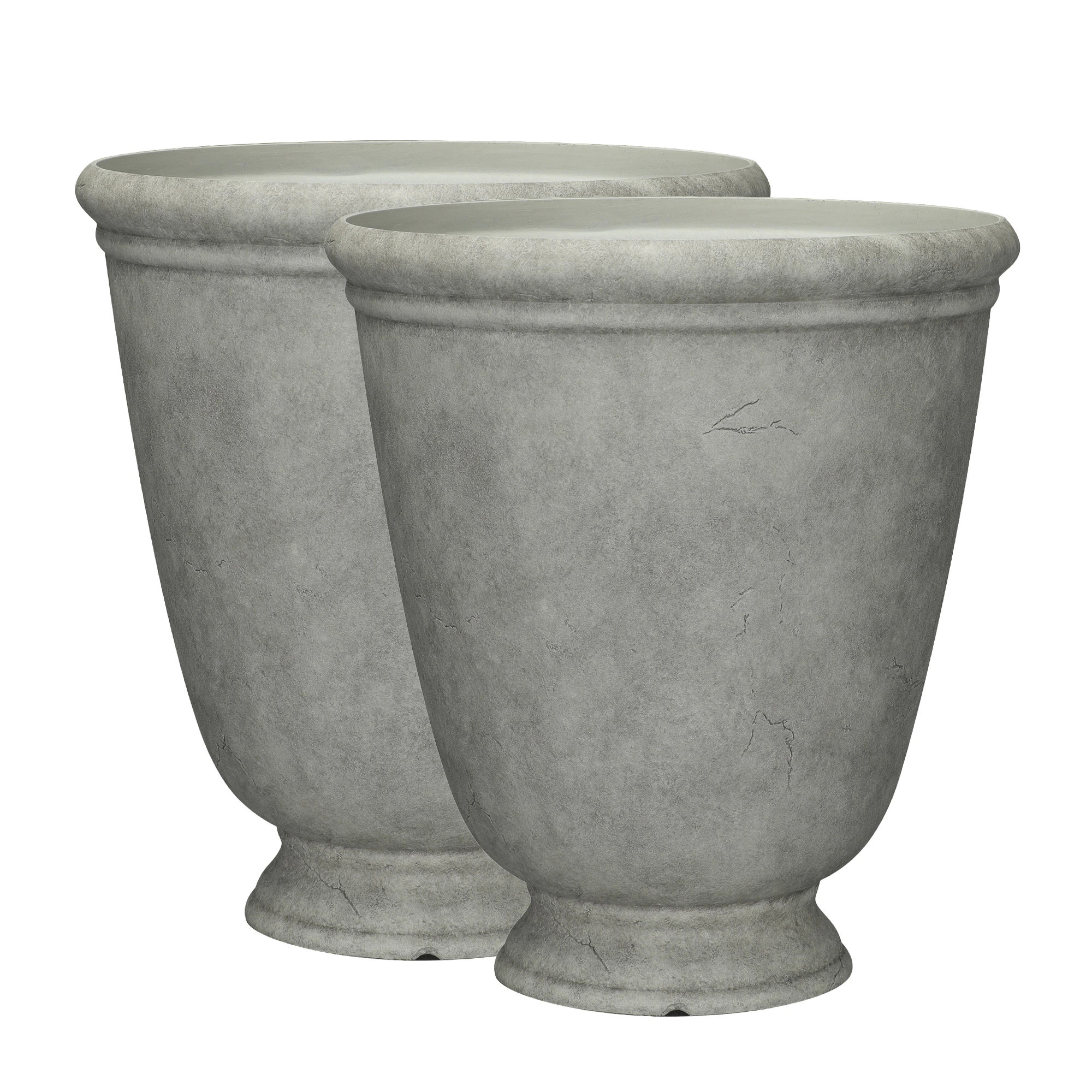 allen + roth 2 -Pack Urn 14.9-in W x 14.9-in L x 18-in H Greige Recycled plastic Indoor/Outdoor P... | Lowe's