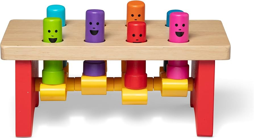 Melissa & Doug Deluxe Pounding Bench Wooden Preschool Learning Toy with Mallet | Amazon (US)