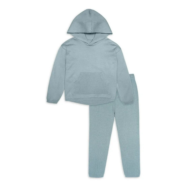Modern Moments by Gerber Baby and Toddler Girl Hooded Sweater Knit & Pant 2-Piece Outfit Set, 12M... | Walmart (US)