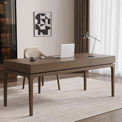 Nut-brown Rectangular Solid Wood with 3 drawers Writing desk | Wayfair North America