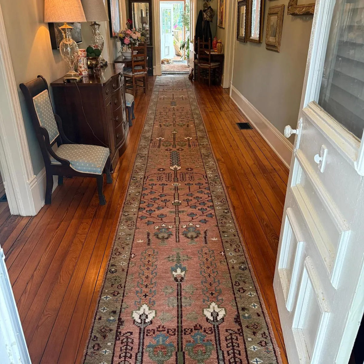 Vintage Turkish Runner Rug, Hand Knotted Wool Runner, mute pink Tribal Mat, Oushak Hallway Rug, Antique Style Runner, Rustic Entryway Rug | Etsy (Global)