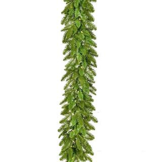 9 ft. Prelit Grandland Artificial Christmas Garland with Warm White LED Lights | The Home Depot